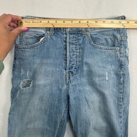 H&M Conscious Straight Leg Button Fly Jeans Womens Size 6 Light Wash Mid Rise - Picture 8 of 14